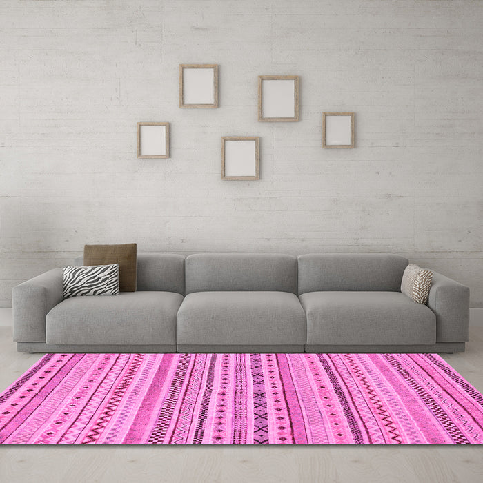Machine Washable Abstract Pink Modern Rug in a Living Room, wshabs2186pnk