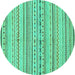 Round Machine Washable Abstract Turquoise Modern Area Rugs, wshabs2186turq