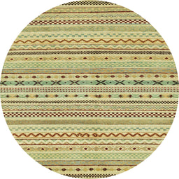 Round Abstract Dark Brown Modern Rug, abs2186