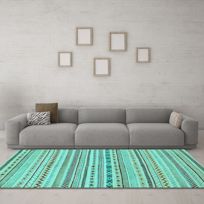 Machine Washable Abstract Light Blue Modern Rug in a Living Room, wshabs2186lblu
