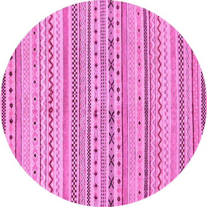 Round Machine Washable Abstract Pink Modern Rug, wshabs2186pnk