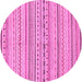 Round Machine Washable Abstract Pink Modern Rug, wshabs2186pnk