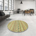 Round Abstract Dark Brown Modern Rug in a Office, abs2186