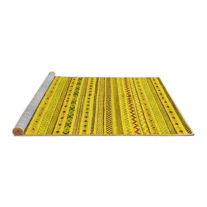 Sideview of Machine Washable Abstract Yellow Modern Rug, wshabs2186yw