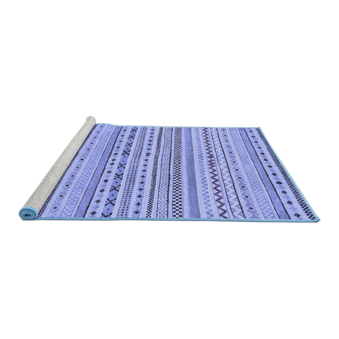 Sideview of Machine Washable Abstract Blue Modern Rug, wshabs2186blu