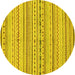 Round Abstract Yellow Modern Rug, abs2186yw