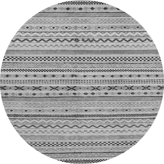 Round Machine Washable Abstract Gray Modern Rug, wshabs2186gry