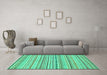 Machine Washable Abstract Turquoise Modern Area Rugs in a Living Room,, wshabs2186turq