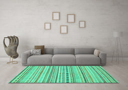 Machine Washable Abstract Turquoise Modern Area Rugs in a Living Room,, wshabs2186turq