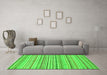 Machine Washable Abstract Green Modern Area Rugs in a Living Room,, wshabs2186grn