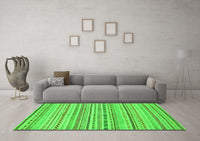 Machine Washable Abstract Green Modern Rug, wshabs2186grn