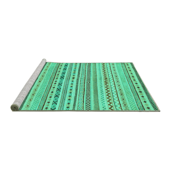 Sideview of Machine Washable Abstract Turquoise Modern Area Rugs, wshabs2186turq