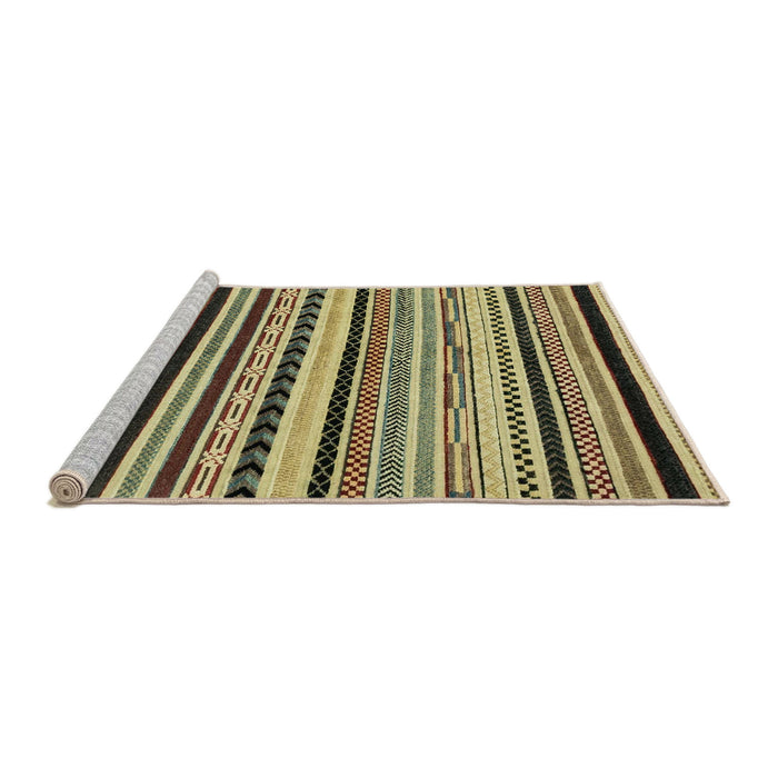 Sideview of Machine Washable Abstract Metallic Gold Rug, wshabs2187