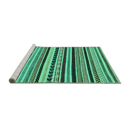 Sideview of Machine Washable Abstract Turquoise Modern Area Rugs, wshabs2187turq