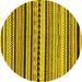 Round Abstract Yellow Modern Rug, abs2187yw