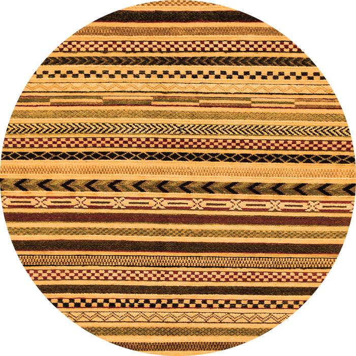 Round Machine Washable Abstract Orange Modern Area Rugs, wshabs2187org