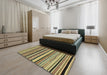 Machine Washable Abstract Metallic Gold Rug in a Bedroom, wshabs2187