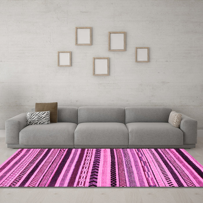 Machine Washable Abstract Pink Modern Rug in a Living Room, wshabs2187pnk