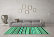 Machine Washable Abstract Turquoise Modern Area Rugs in a Living Room,, wshabs2187turq