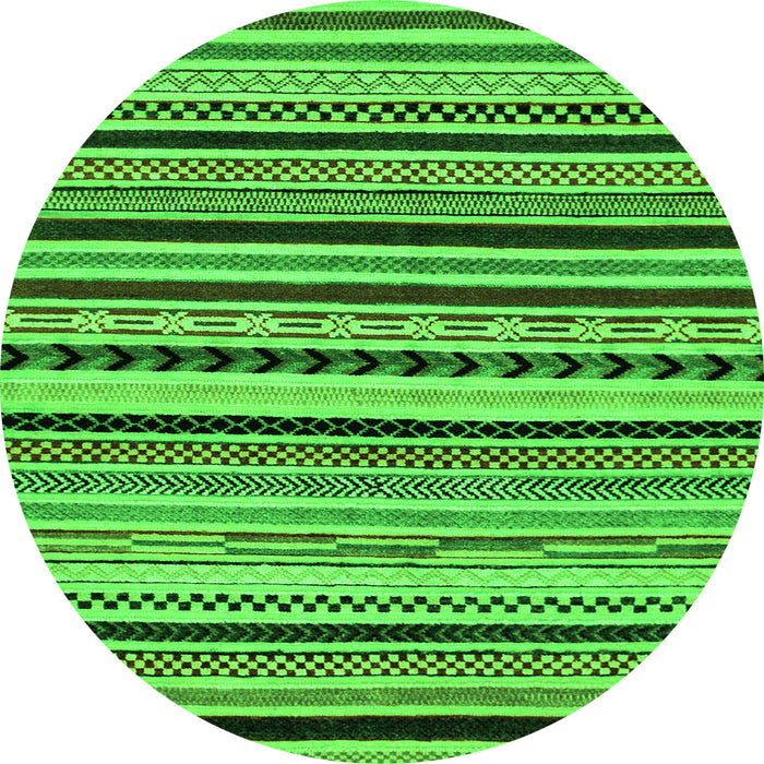 Round Machine Washable Abstract Green Modern Area Rugs, wshabs2187grn