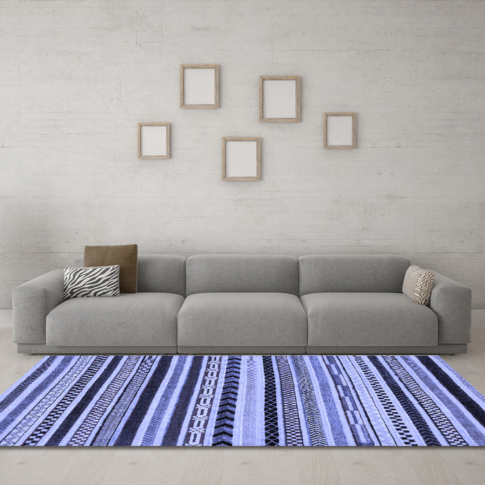 Machine Washable Abstract Blue Modern Rug in a Living Room, wshabs2187blu