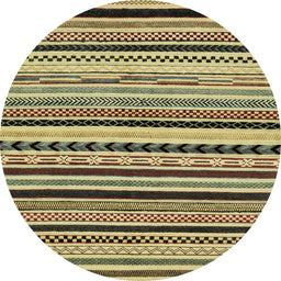 Round Abstract Metallic Gold Modern Rug, abs2187