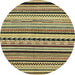 Round Abstract Metallic Gold Modern Rug, abs2187