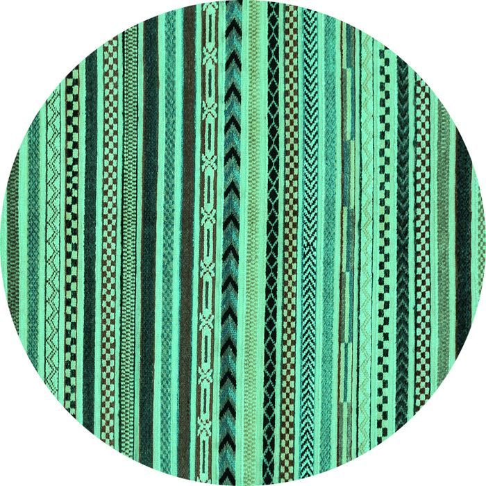 Round Machine Washable Abstract Turquoise Modern Area Rugs, wshabs2187turq
