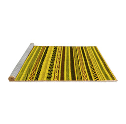 Sideview of Machine Washable Abstract Yellow Modern Rug, wshabs2187yw