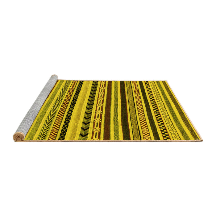 Sideview of Machine Washable Abstract Yellow Modern Rug, wshabs2187yw
