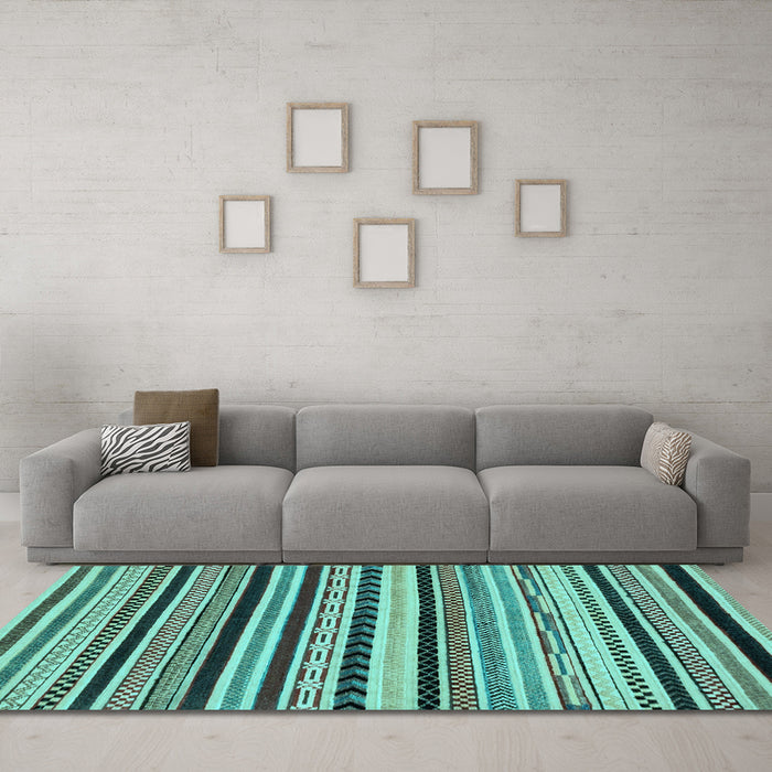 Machine Washable Abstract Light Blue Modern Rug in a Living Room, wshabs2187lblu