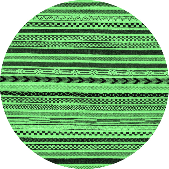 Round Machine Washable Abstract Emerald Green Modern Area Rugs, wshabs2187emgrn