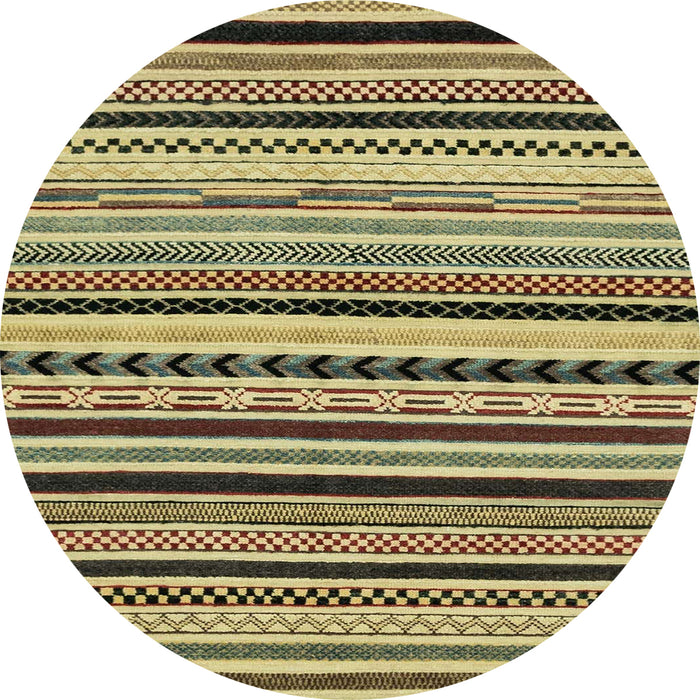 Round Machine Washable Abstract Metallic Gold Rug, wshabs2187