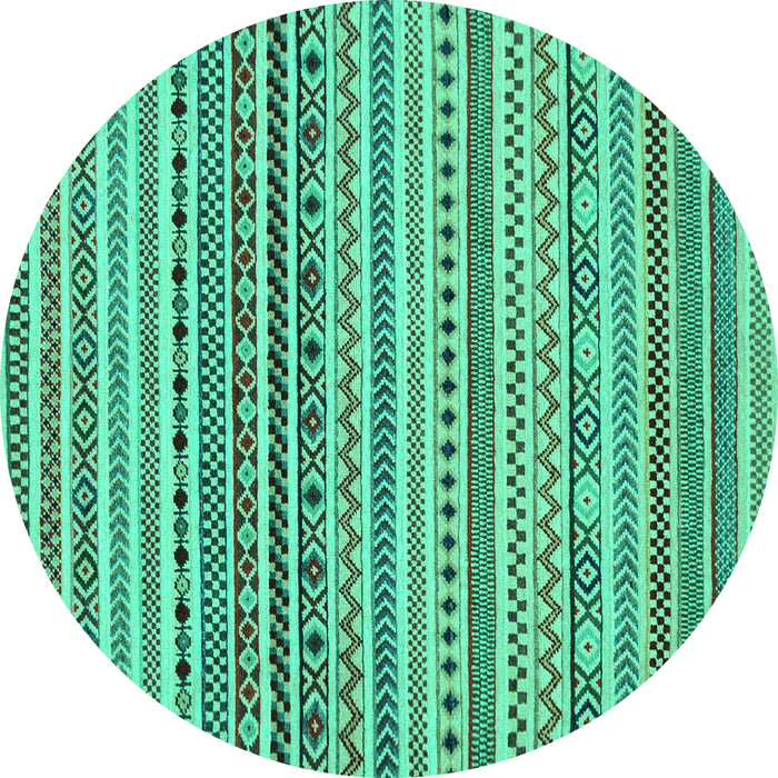 Round Machine Washable Abstract Turquoise Modern Area Rugs, wshabs2188turq