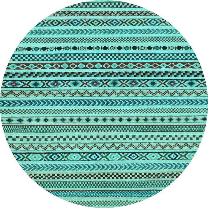 Round Abstract Light Blue Modern Rug, abs2188lblu