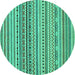 Round Abstract Turquoise Modern Rug, abs2188turq