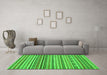 Machine Washable Abstract Green Modern Area Rugs in a Living Room,, wshabs2188grn