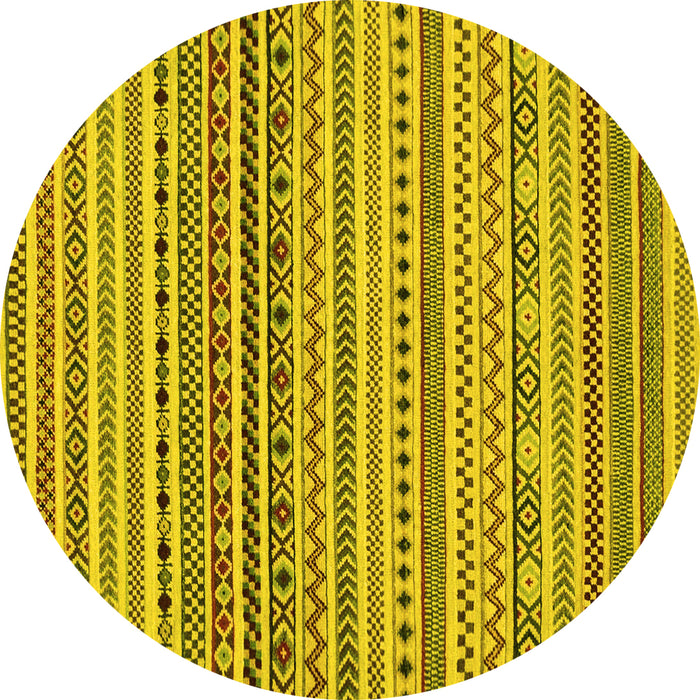 Round Abstract Yellow Modern Rug, abs2188yw
