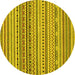 Round Abstract Yellow Modern Rug, abs2188yw