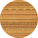 Round Machine Washable Abstract Orange Modern Area Rugs, wshabs2188org