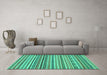 Machine Washable Abstract Turquoise Modern Area Rugs in a Living Room,, wshabs2188turq