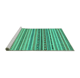 Sideview of Machine Washable Abstract Turquoise Modern Area Rugs, wshabs2188turq