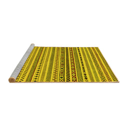 Sideview of Machine Washable Abstract Yellow Modern Rug, wshabs2188yw