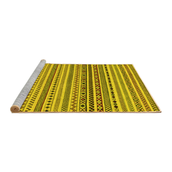 Sideview of Machine Washable Abstract Yellow Modern Rug, wshabs2188yw