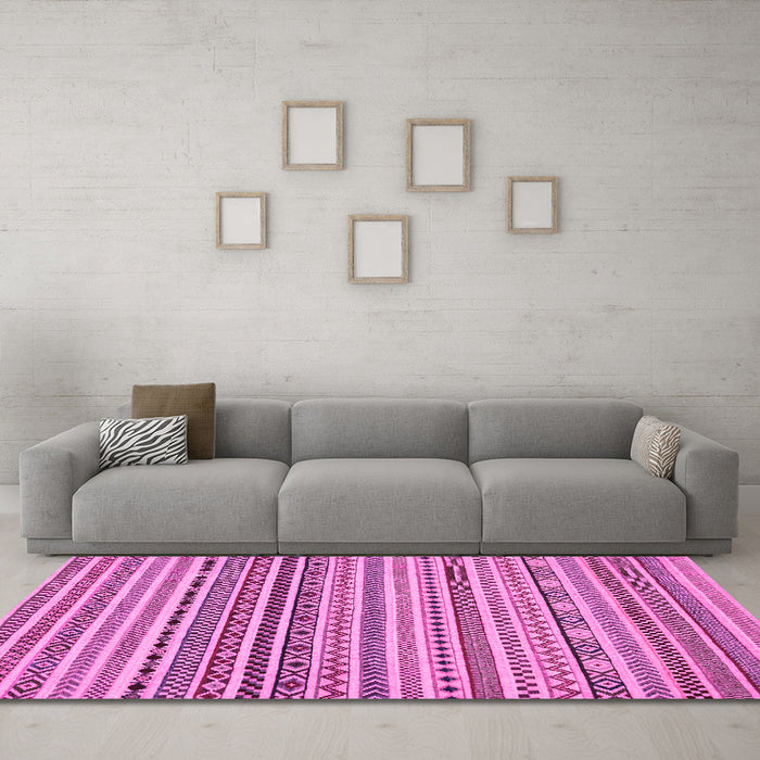 Machine Washable Abstract Pink Modern Rug in a Living Room, wshabs2188pnk