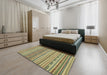 Abstract Oak Brown Modern Rug in a Bedroom, abs2188