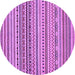 Round Machine Washable Abstract Purple Modern Area Rugs, wshabs2188pur