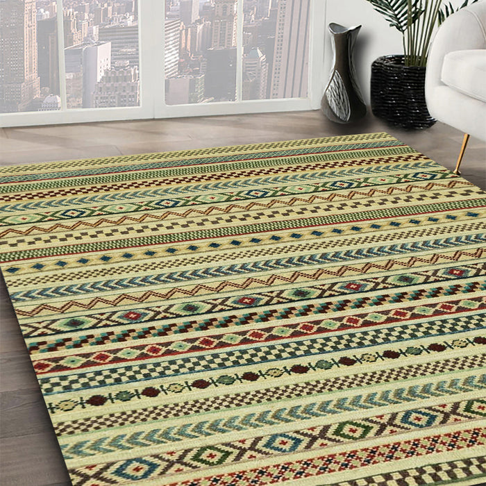 Abstract Oak Brown Modern Rug in Family Room, abs2188