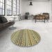 Round Abstract Oak Brown Modern Rug in a Office, abs2188