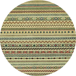Round Abstract Oak Brown Modern Rug, abs2188